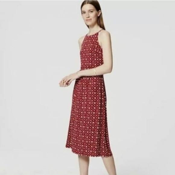Loft Ann Taylor Brick Red Sleeveless Midi Dress - Picture 1 of 12
